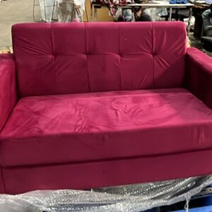 Two Seater Velvet Pink Colour Sofa Without Legs