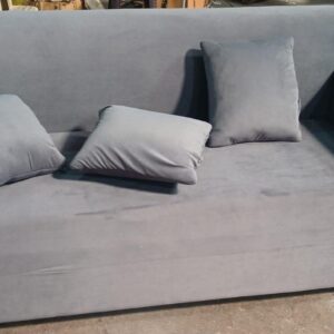 Velvet Fabric 3 Seater Sofa Colour Grey With Cushion