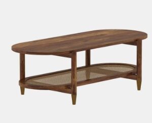 Sunburst Ratan Sheesham Rosewood Solid Wood Coffee Table