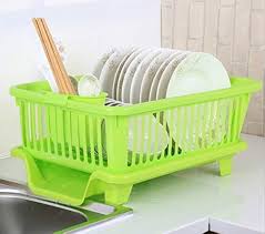 Private Lable Green Colour 3 in 1 Large Durable Plastic Kitchen Sink Dish Rack Drainer Drying Rack