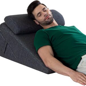 The White Willow TriAdjust Comfort Wedge Pillow XL King 24 x 22 x 12 inch Grey Colour