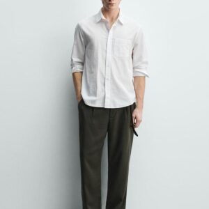 Zara Mens REGULAR FIT CREASED EFFECT SHIRT white colour size S