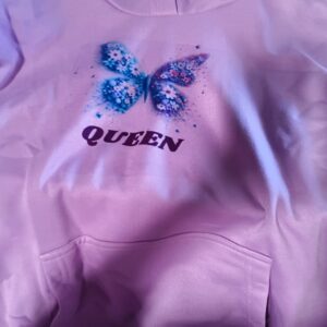 Private Lable Trendy Butterfly Pink Hoodie Fleece For Girls purple size L