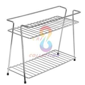 Private Lable 2 Tier Stainless Steel Kitchen Storage Spice Shelf Rack
