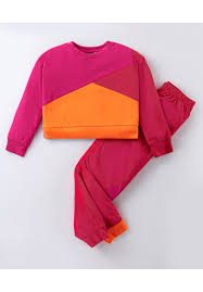 Tiara Kids Girls Cotton Jersey Color Block Top With Joggers Size 9 to 10Y