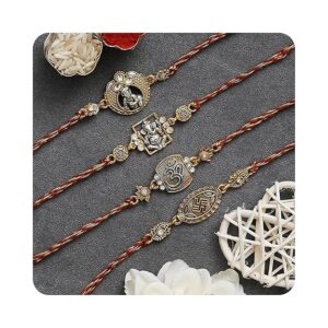 eCraftIndia Set of 4 Rakhi Combo Hamper