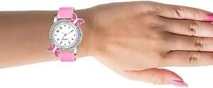Private Label Viser Pink Color PU Band Analog Watch for Girls HF Pink