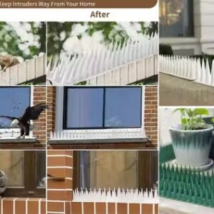 Private Label Anti Bird Plastic Spikes White 10 pcs Set for AC Balconies Window Home Protection from Pigeon Dog Monkey Crow Kabootar Area Covers 5 FT kabutar Control Scare Repellent Balcony Railing Gray Colour