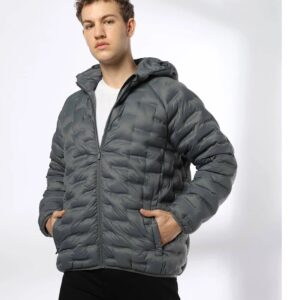 Teamspirit Mens Heat Seal Quilted Hooded Jacket Size Xxl Colour Gray