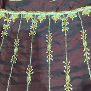Private Label Brown Colour Womens Blouse Piece Material With Gold Embroidery