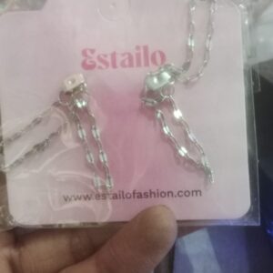 Estailo lock Chain Earring Colour Silver Pair Of 1