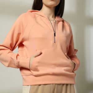 Team Spirit Peach Colour Womens Sweatshirt Zip Front Hoodie Size Xs