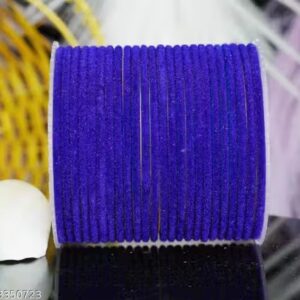 Private Label Navy Blue Color Velvet Metal Bangles Chudi Set For Women