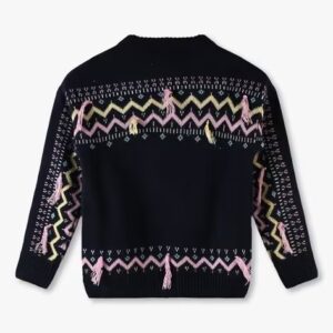 POINT COVE Girls Graphic Knit Boxy Fit Sweater 5 To 6 Years Colour Blue