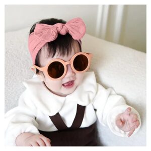 SYGA Pack of 2 Bow Headband Round Sunglasses Light Pink For Kids