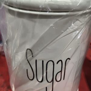 Private Label Mild Steel Glossy White Sugar Jar 900 ml