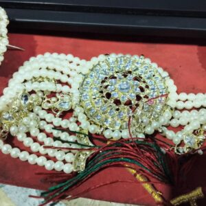 Private Label White Moti With Stone Designing Choker With Earrings Set