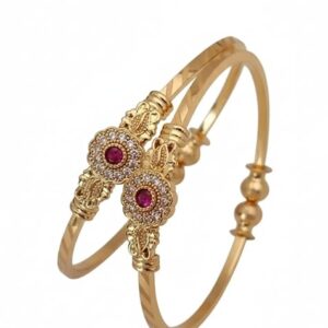 Private Label Golden Colour Adjustable Bangle With Stone Work For Womens Bracelet Pack of 2