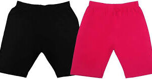 Private Label Short For Girls Casual Solid Pure Cotton Pack of 2 Blacvk And Pink Colour Size 4 To 5 Years