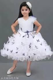 Private Label Baby Girls Casual Frock And Dresses Modern Style Kids Dress Baby Girls net Frock Colour White Size 34