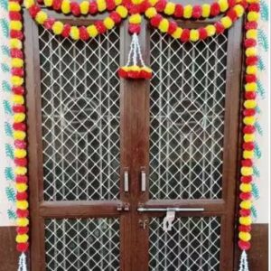 Private Label Artificial Marigold Garland for Decoration Festive Wedding Ganpati Home Decor Colour Red And Yellow 1pcs