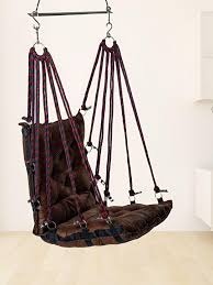 Private Label Brown Hammock Hanging Swing With Cushion Swing For Balcony Colour Brown