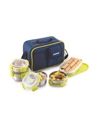 HaleonStainless Steel Lunch Box with Plastic Container White Colour