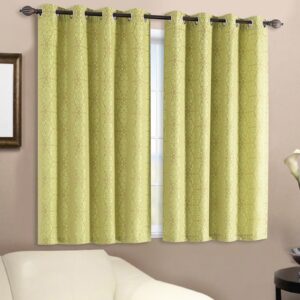 Private Label Green Semisheer Polyester 5 Feet Eyelet Window Curtains Set of 2
