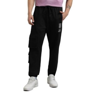 NOBERO Mens Loose Mid Rise Graphic Oversized Find Adventure Oversized Fit Jogger L Black