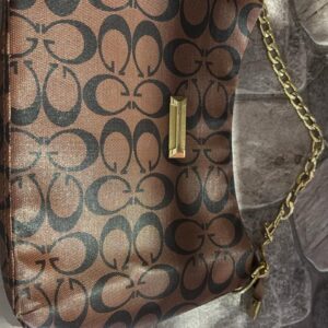 Private Label Michael Kors Cora Large Zip Pouchette Chain Shoulder Crossbody Bag Brown