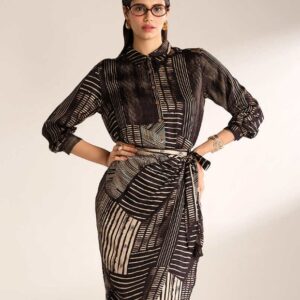 AND share Black Printed Work Abstract Set 2 size 16 colour BLK PRT black colour