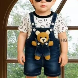 Private Label Fancy Denim dungaree for boys colour blue white size 18 no