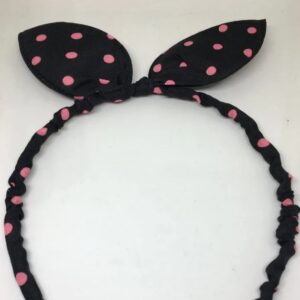 Private Label Plastic Bunny Ears Hairband Polka Dot Print Black