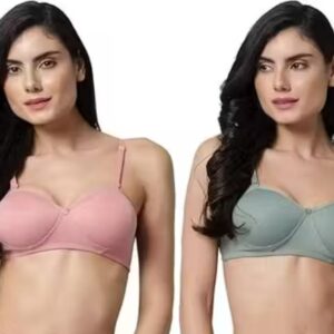 Private Label New Stylish Womens Padded Bra green pink Size 38 Pack of 2