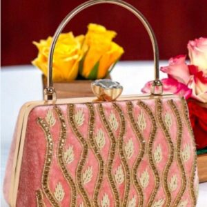 MISHA Royal Radiance Women Embellished Box Clutch pink colour