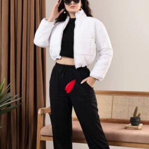 Kotty Women Solid Puffer Jacket colour white size M