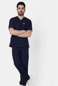 KNYA Men Scrub Suit Set Hospital Scrub Colour Navy blue Size 2XL