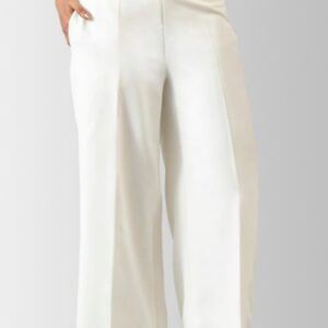 FableStreet Women White Flared Solid Parallel Trousers White Colour Size 32