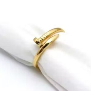Private Label Anti Tarnish Nail Shape Ring For Women and Girls Light Weight Golden Ring For all purpose