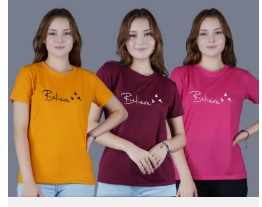 Private Label dam Women Printed Round Neck Cotton Blend Multicolor T Shirt colour maroon size xxlPack of 1