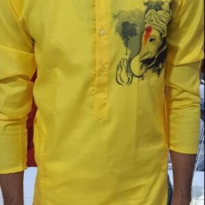 Private Label Printed Fashionable Men Kurta colour yellow size 40