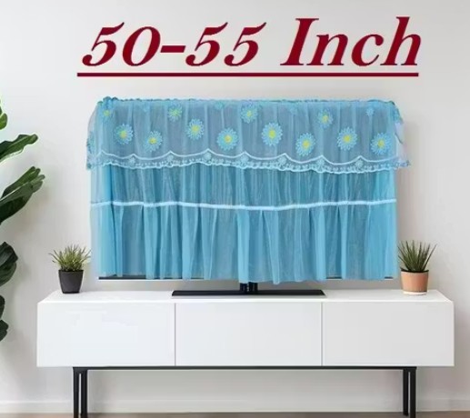 Private Label All Model TV Cover Colourful Dustproof for LCD LED Household Hanging Net clothing Tv Cover colour sky blue