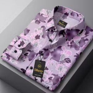 Private Label Fancy Graceful Printed Full Sleeve Mens Casual Shirt colour purple white size l