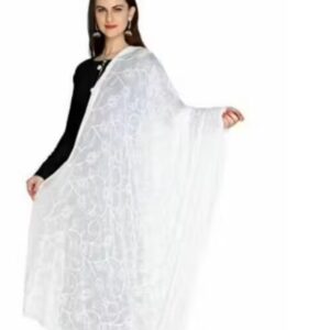 Private Label New embroidered white chiffon dupatta