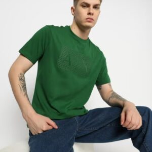 ARMANI EXCHANGE Men Brand Print Regular Fit Crew Neck T Shirt colour green size m