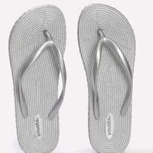 YOUSTA Women Thong Strap Flip Flops silver size 36