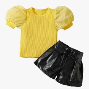 Hopscotch kids Girls Cotton Solid Short Set burgandy black size 100