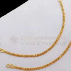 SWASTIKPack of 2 Thin and Think Mati Gold Plated Gold Covering Earrings with Chain FREESIZE