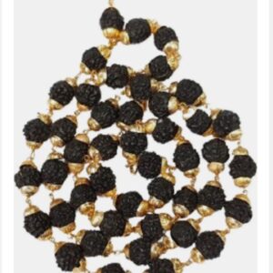 Private Label Black Rudraksha Brass Cap Mala 5 Mukhi Beads Mala