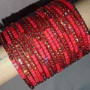 Private Label Jerkin glass bangles colour red size freePack of 12churi